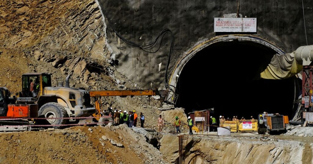 Indian rescuers drill halfway towards workers trapped in tunnel Indian rescuers drill halfway towards workers trapped in tunnel