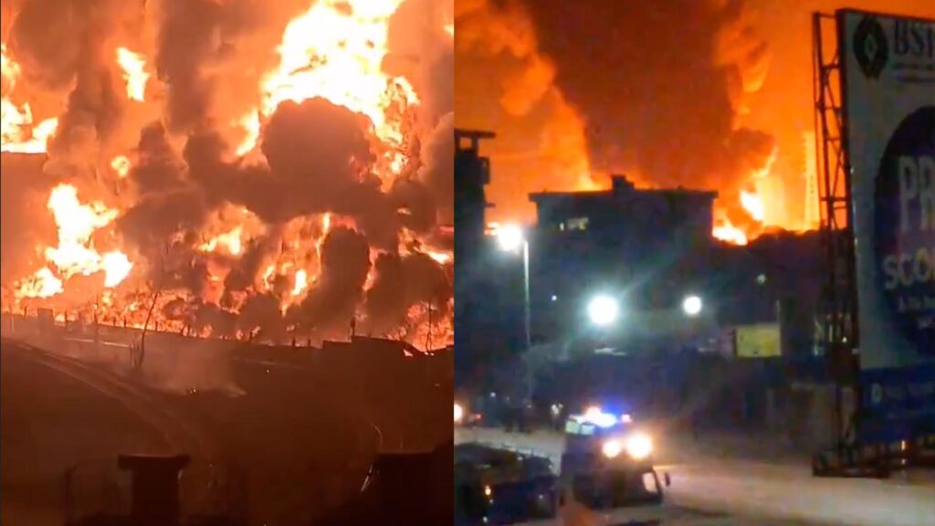 Huge fire after explosion at Guinea fuel depot