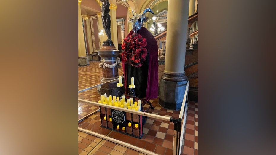Satanic display inside Iowa State Capitol destroyed, man charged: officials Satanic display inside Iowa State Capitol destroyed, man charged: officials
