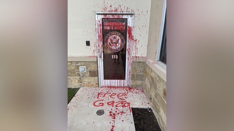Texas congressman’s office vandalized with red liquid spelling ‘Free Gaza’