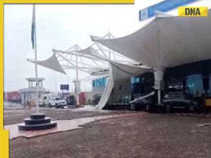 After Delhi T-1’s incident, canopy collapses at Gujarat’s Rajkot airport after heavy rains, watch After Delhi T-1’s incident, canopy collapses at Gujarat’s Rajkot airport after heavy rains, watch