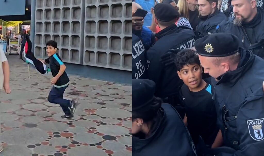 German police chase and detain boy at pro-Palestine rally