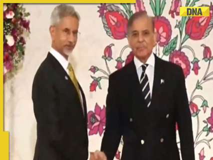EAM Jaishankar and Pakistan PM Sharif shake hands at SCO reception EAM Jaishankar and Pakistan PM Sharif shake hands at SCO reception