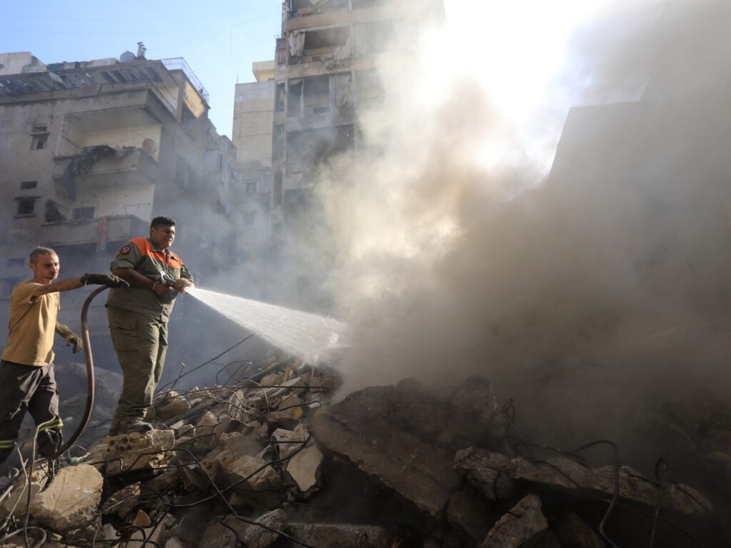 Aftermath of Israeli air strikes in central Beirut Aftermath of Israeli air strikes in central Beirut