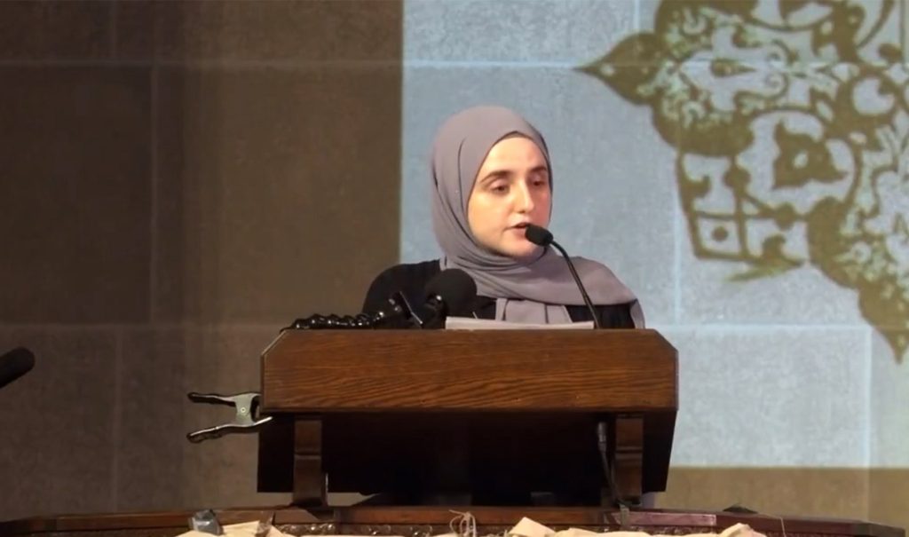 Detained student Mahmoud Khalil honoured at alternative graduation