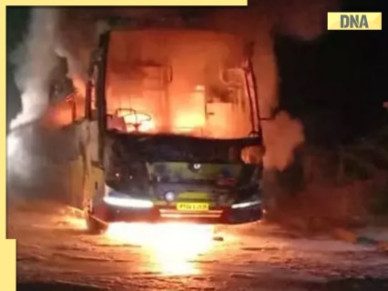 Hyderabad-Bengaluru private bus catches fire after bike collision, at least 20 passengers feared dead Hyderabad-Bengaluru private bus catches fire after bike collision, at least 20 passengers feared dead
