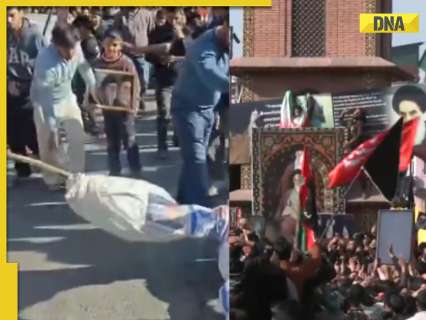 Iran Ayatollah Ali Khamenei Killed: Protest erupts in Jammu and Kashmir as Shia muslims carries black flags, Ayatollah potraits, mourning chants on Srinagar streets, WATCH