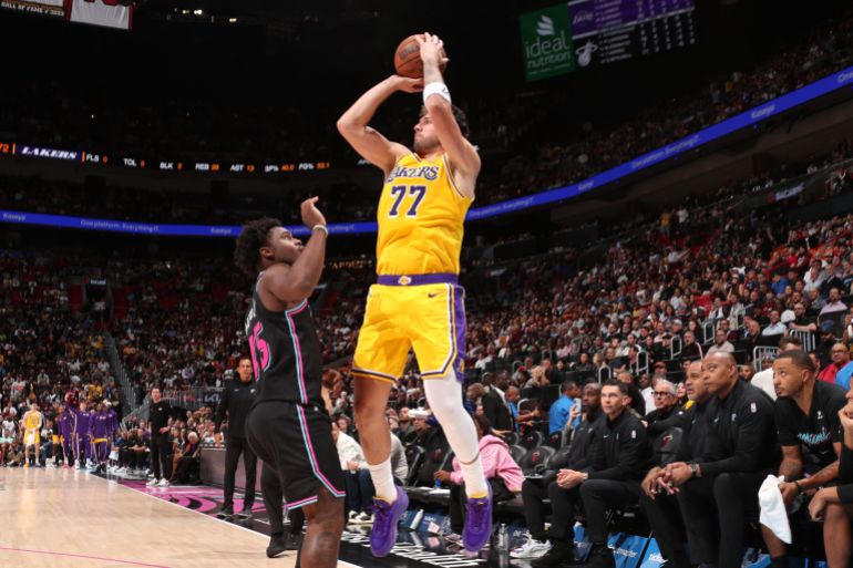 Luka Doncic scores 60 points as Lakers rally to defeat Heat in NBA