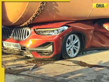 Andhra Pradesh: BMW car crushed after tanker loses control, falls onto it; High court advocate killed; horrifying videos emerge; watch