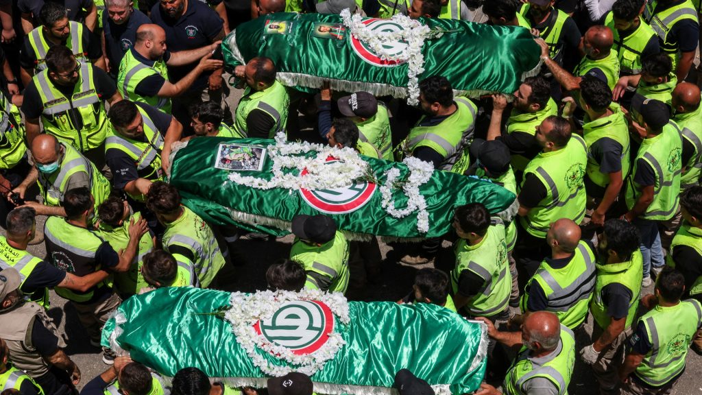 Funerals for medics killed in Israeli air strikes in southern Lebanon Funerals for medics killed in Israeli air strikes in southern Lebanon
