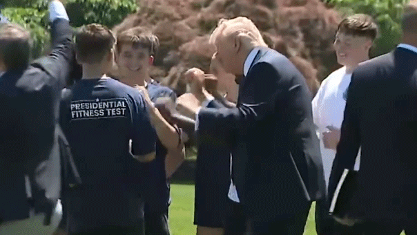 Trump teaches students his iconic dance during White House fitness event