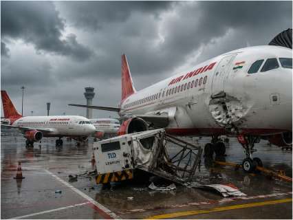 3 Air India planes damaged by ground equipment during storm at Delhi airport 3 Air India planes damaged by ground equipment during storm at Delhi airport