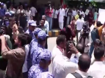 Punjab Paper Leak Row: BJP workers clash with Delhi Police outside AAP office Punjab Paper Leak Row: BJP workers clash with Delhi Police outside AAP office