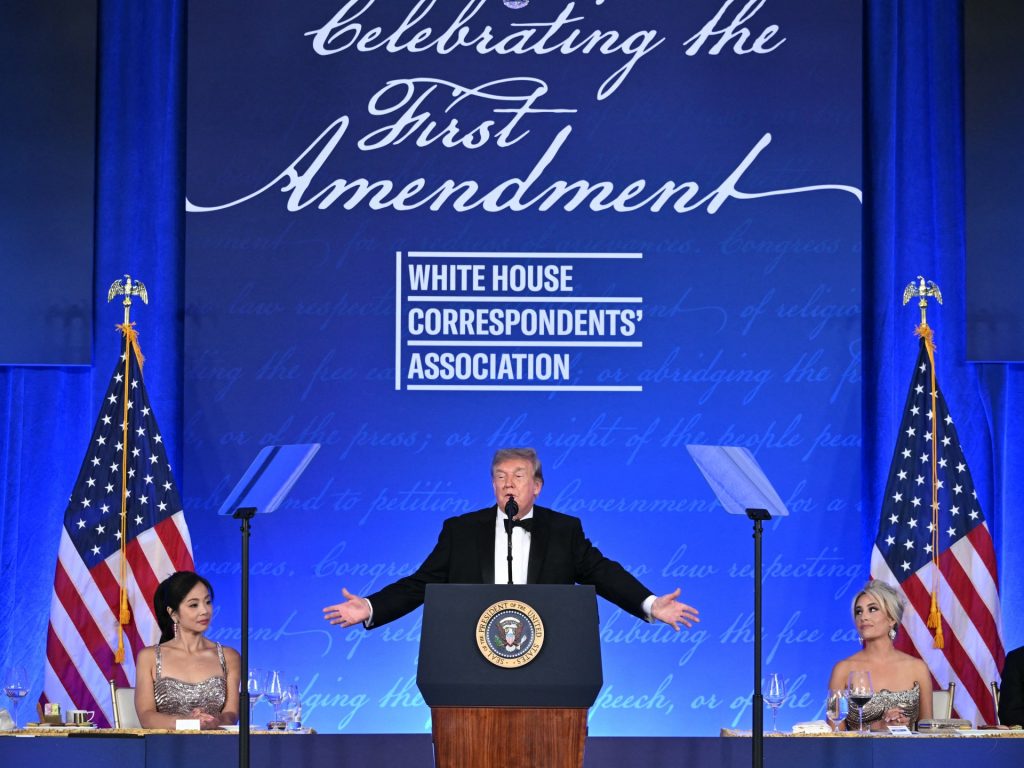 ‘The show must go on’: Trump returns to rescheduled White House press gala ‘The show must go on’: Trump returns to rescheduled White House press gala