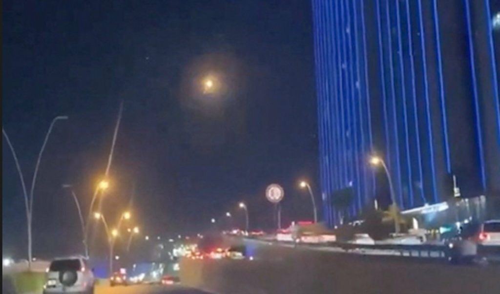 Air defences intercept drones over Erbil, Iraq Air defences intercept drones over Erbil, Iraq
