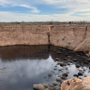 An abandoned West Texas oil well has created a 200-foot-wide sinkhole