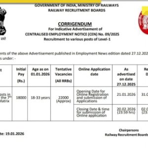 RRB Group D Recruitment 2026: Applications postponed, check new registration date, vacancies, age limit, eligibility criteria and more