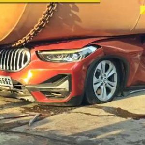 Andhra Pradesh: BMW car crushed after tanker loses control, falls onto it; High court advocate killed; horrifying videos emerge; watch