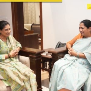 Delhi CM Rekha Gupta interacts with legendary cricketer Mithali Raj in Tirupati