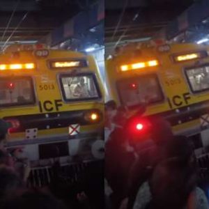 Vasai station chaos: Commuters surround loco pilot as Mumbai rains disrupt Western Railway services; Watch