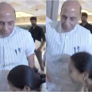 Viral video: Supriya Sule touches Rajnath Singh’s feet as NCP merger rumours gather pace