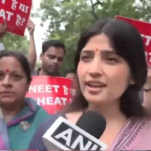 Dimple Yadav, SP leaders stage ‘NEET Hai Ya Cheat Hai’ protest in Parliament