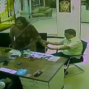 Karunanidhi’s granddaughter slaps SBI branch manager, incident caught on CCTV, watch