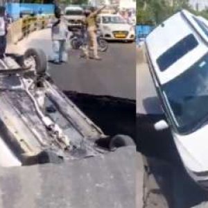 Chennai Shocker: Car plunges into 10-foot Sinkhole near tidel park; Watch Video