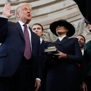 Trump did not place hand on Bibles during 2025 swearing in