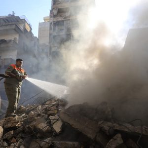 Aftermath of Israeli air strikes in central Beirut