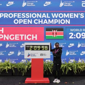 Kenya’s Ruth Chepngetich breaks women’s marathon world record in Chicago