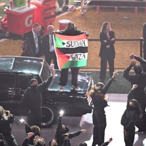 Protester with Palestinian flag interrupts Lamar’s Super Bowl show
