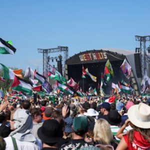 Irish band Kneecap shouts out to Palestine Action Group at Glastonbury