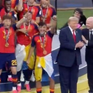 Infantino tries to usher Trump away as Spain lift World Cup