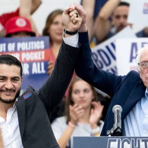 Bernie Sanders campaigns with controversial Michigan Senate candidate