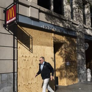 Government, private businesses erect barricades in preparation for Election Day