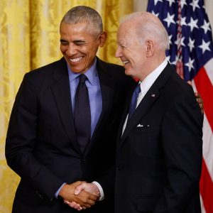 Biden awkwardly pulls trustee into spotlight and calls him ‘Barack’ at portrait unveiling