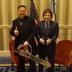 Chainsaw-wielding Elon Musk makes ‘Dark MAGA’ appearance with Javier Milei at CPAC