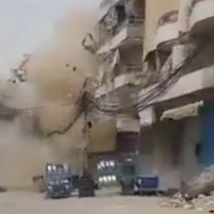 Moment Israeli strike flattens Beirut building