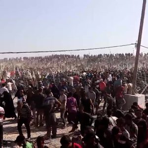 Chaos erupts as Palestinians rush to aid site after months of blockade