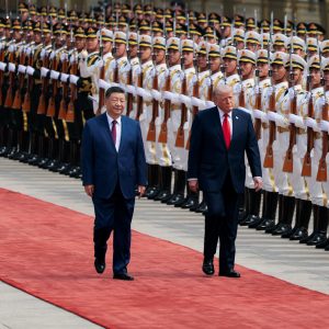 Xi Jinping welcomes Donald Trump with ceremony ahead of high-stakes meeting