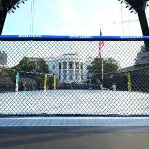White House shows off cage match arena as corruption lawsuit looms