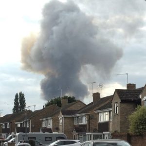 Firefighters battle fire after fertiliser explosion in England