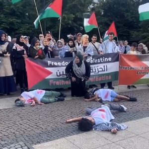 Protesters recreate mini-Gaza scene in Berlin to highlight suffering