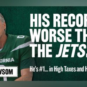 California business group unveils Times Square billboard comparing Newsom to NY Jets during Super Bowl week