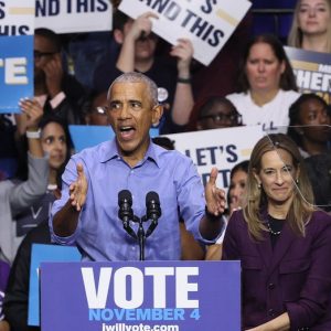 Obama’s presence and Trump’s policies consume 11th-hour rally to keep NJ blue