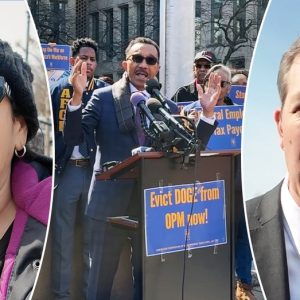 Democrats, protesters gather at DOGE’s ‘ground zero’ to protest spending cuts