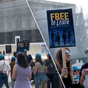 ‘Bad for parents’: School choice supporters protest exclusion of religious charter in Supreme Court case