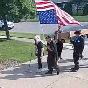 Protesters caught on camera delivering coffin to GOP congressman’s front door in mock funeral procession