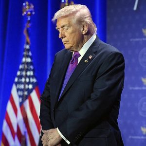 Trump jokes he ‘hangs around’ Mike Johnson because he feels ‘protected’ at Prayer Breakfast